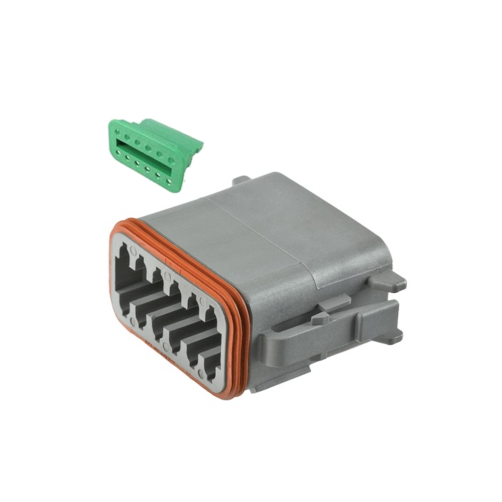 Connector, Deutsch, Plug In Line, 12 Position, 20-14 AWG, with W12S Wedge - Each