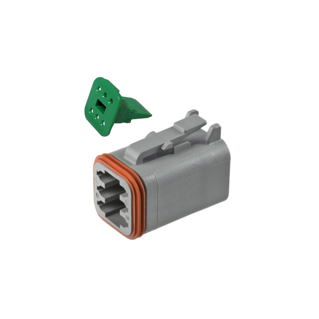 Connector, Deutsch, Plug In Line, 6 Position, 20-14 AWG, with W6S Wedge - Each