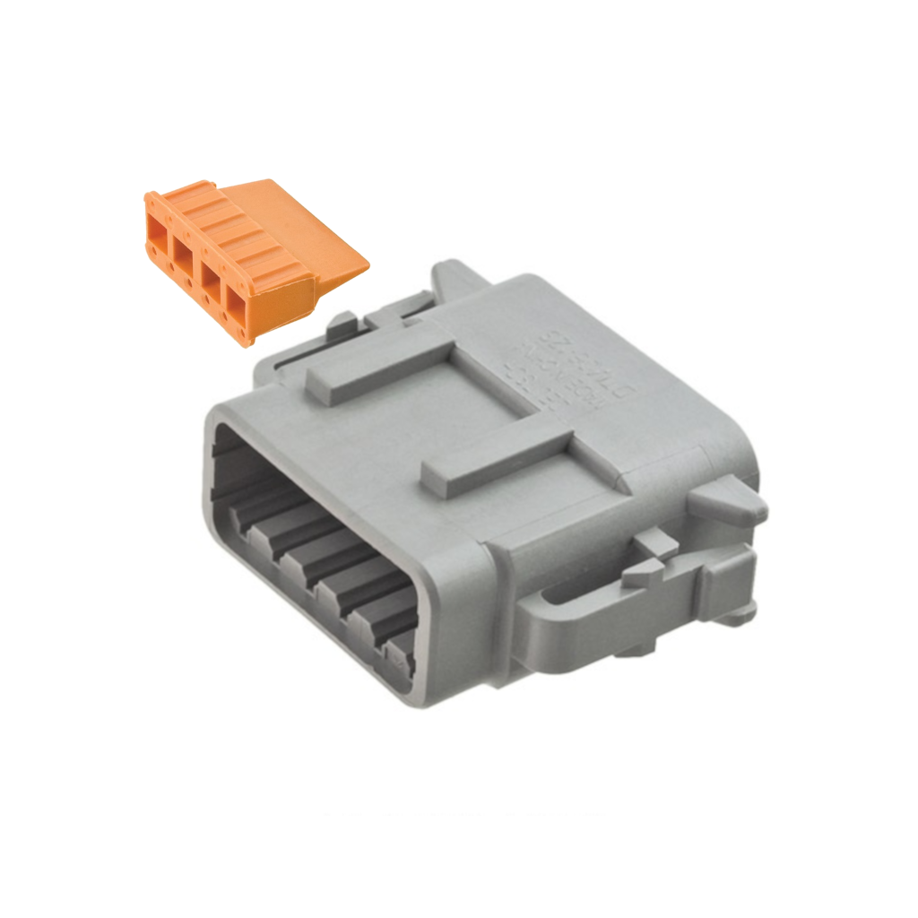 Connector, Deutsch, Plug In Line, 12 Position, 22-16 AWG, with WM12S Wedge - Each