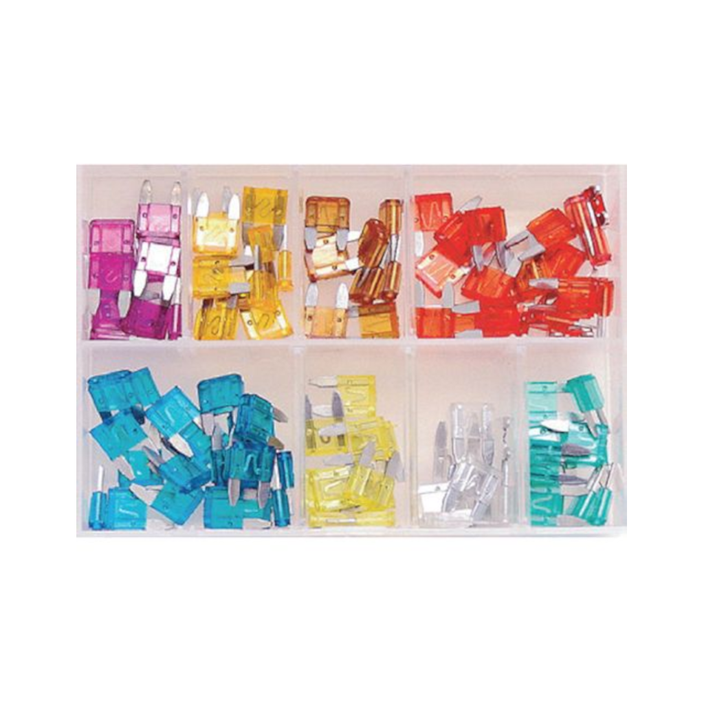 Fuse Assortment, Mini Blade, 3 to 30a, 10 x 10 Varieties - 100 Piece