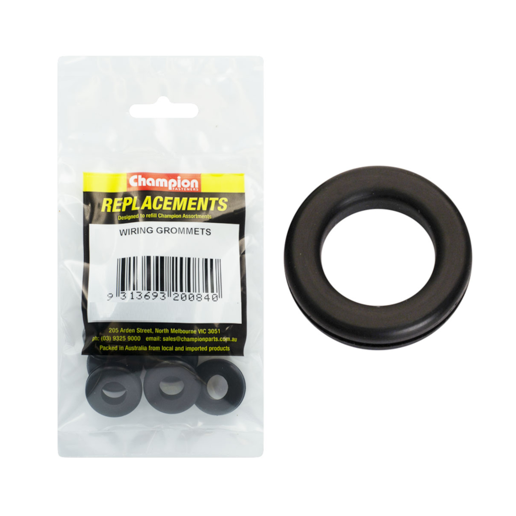 Wiring Grommets, Champion, Nitrile Rubber, 11 x 18 x 25mm (Inner D x Hole D x Outer D) - 8 Pack