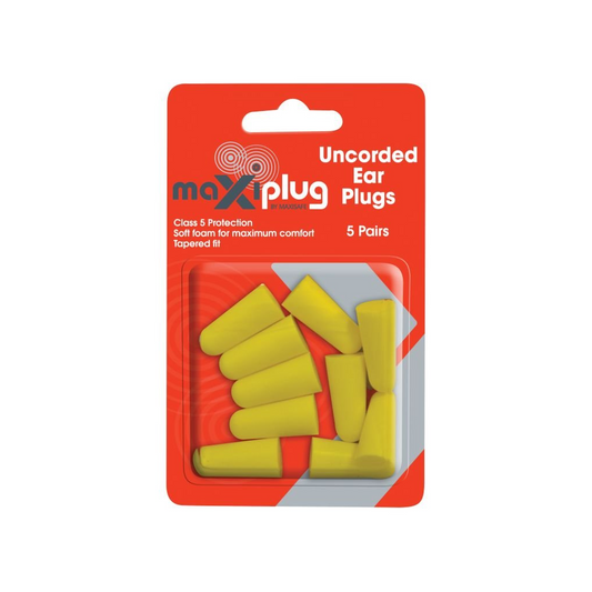 Earplugs, Uncorded, Class 5, Yellow, Blister Pack - 5 Pairs (10 Each)