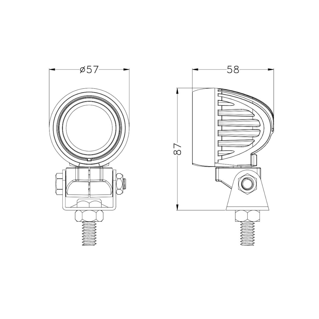 Work Lamp, Mad Goose, Round, Flood Beam, Deutsch Connector, 9-32v, 10w - Each
