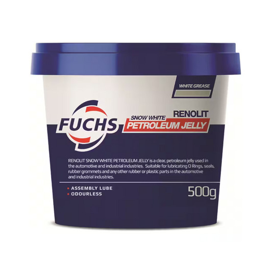 Petroleum Jelly, Fuchs, White Grease for Lubricating Plastic/Rubber Parts, Snow White, 500g - Each