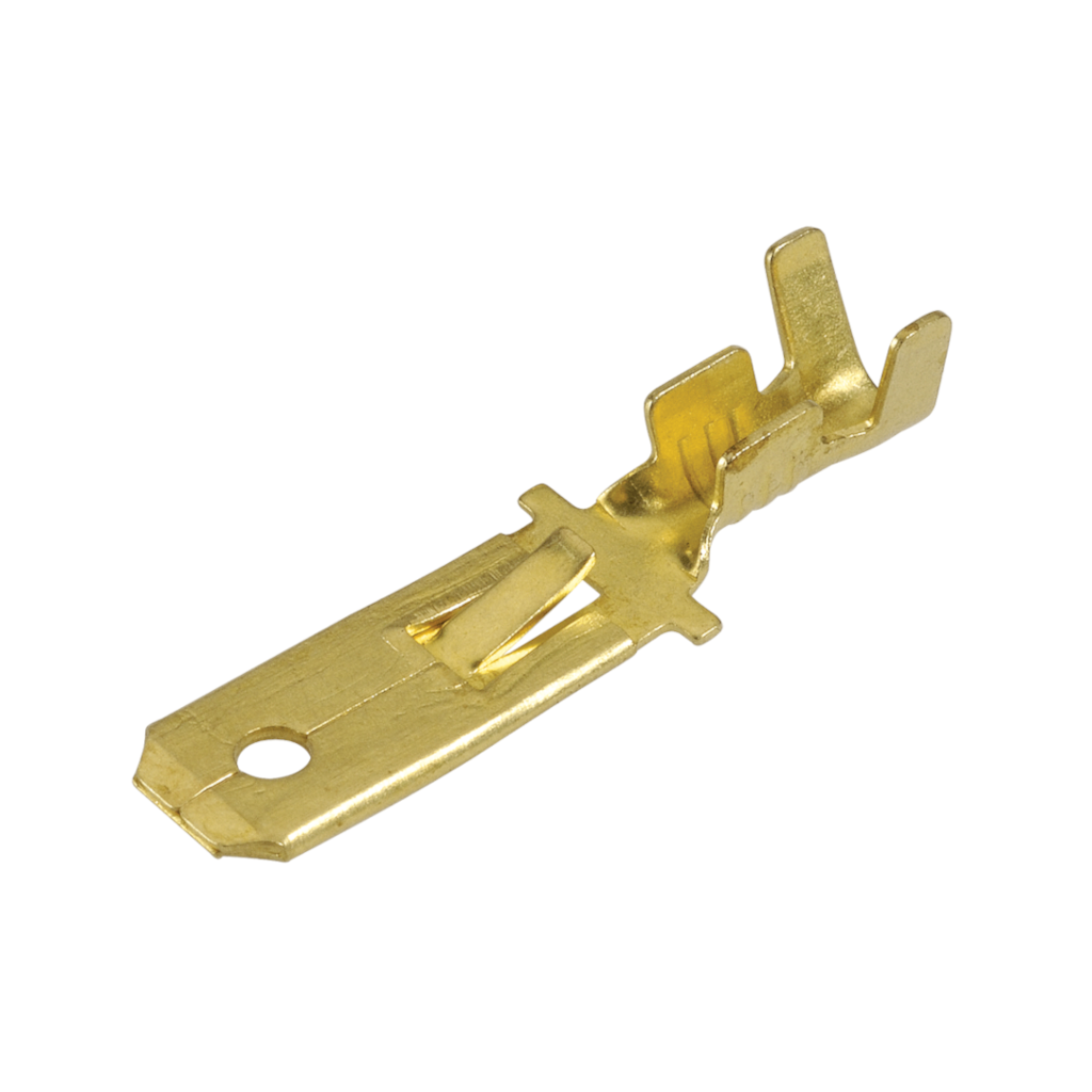 Crimp Terminal, Blade, Male, Uninsulated with Locking Tang, Brass - 100 Pack