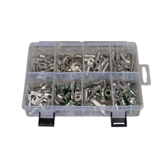Flared Lug Assortment Kit, RPT, 10 to 25mm Cable Entry (6/8/10mm Eye) - 80 Piece