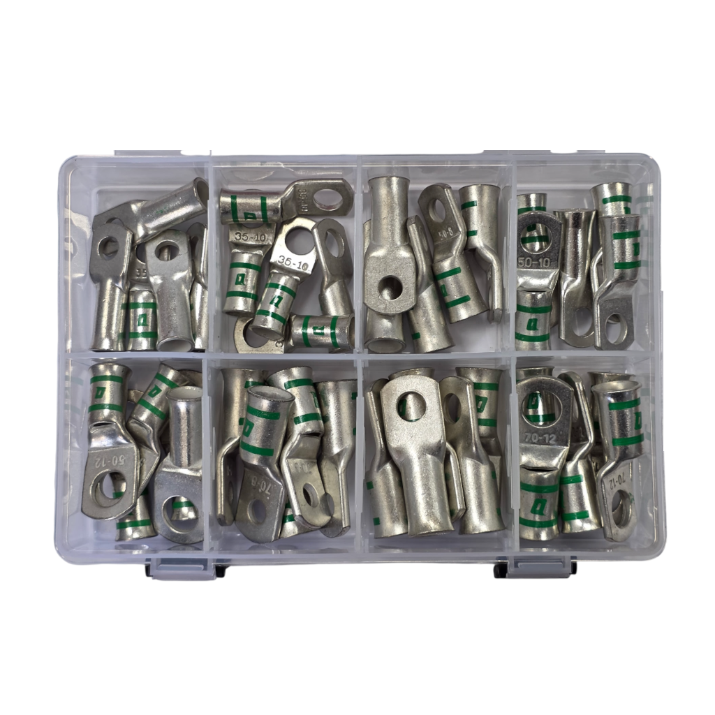 Flared Lug Assortment Kit, RPT, 35 to 70mm Cable Entry (8/10/12mm Eye) - 40 Piece