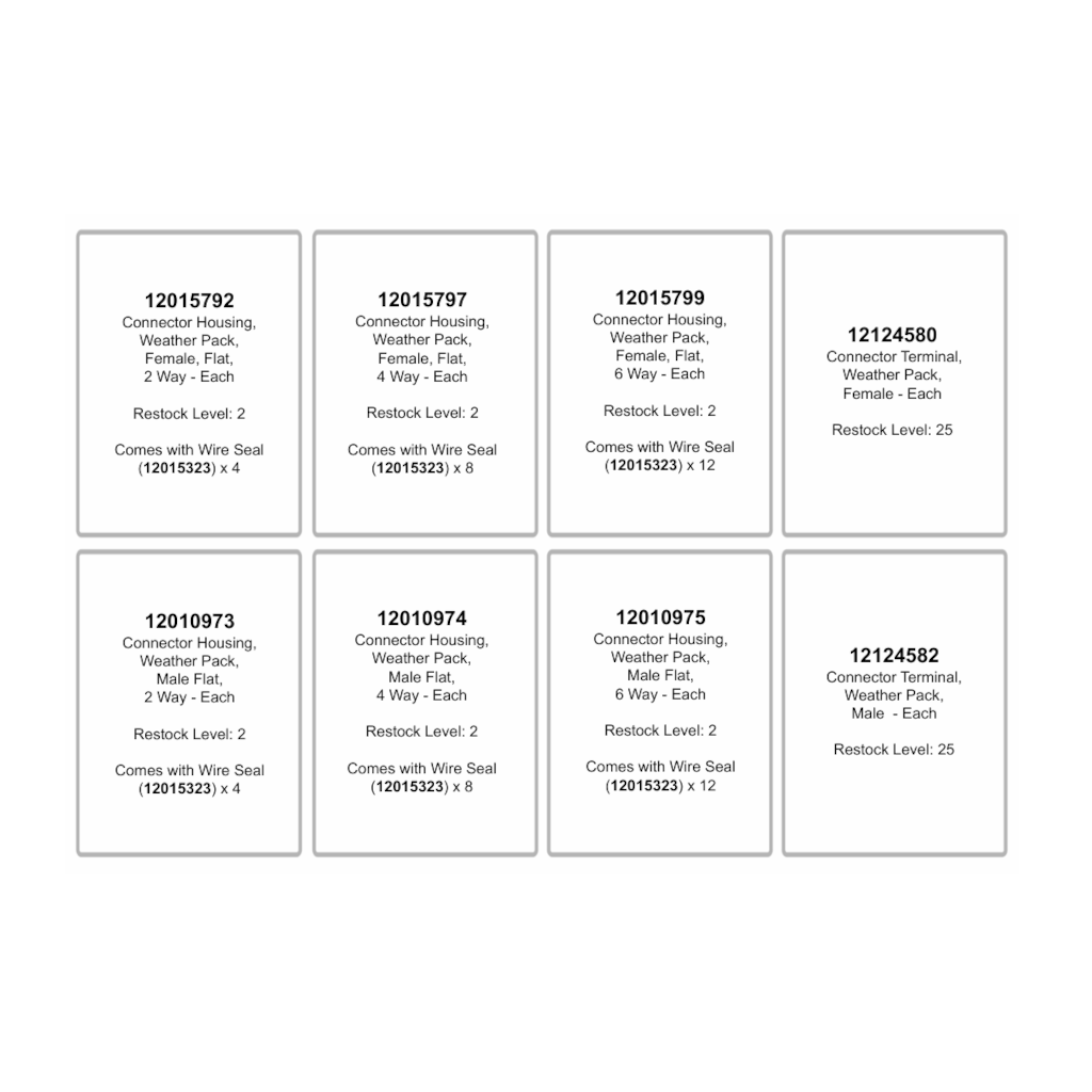 Connector Assortment Kit, RPT, Weather Pack, 2/4/6 Way, with Terminals & Wire Seals - 96 Piece