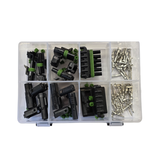 Connector Assortment Kit, RPT, Weather Pack, 2/4/6 Way, with Terminals & Wire Seals - 96 Piece