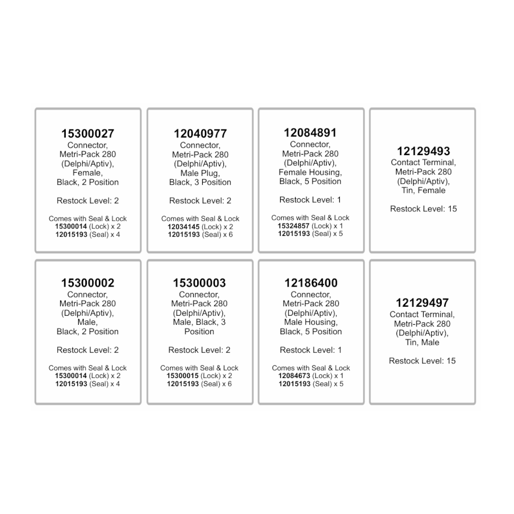 Connector Assortment Kit, RPT, Metri-Pack 280, 2/3/5 Position, F/M with Terminals, Locks & Seals - 80 Piece