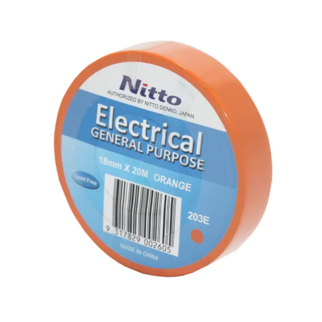 Insulation Tape (Electrical Tape), Nitto, Orange, 0.18 x 18mm x 20m - 10 Pack