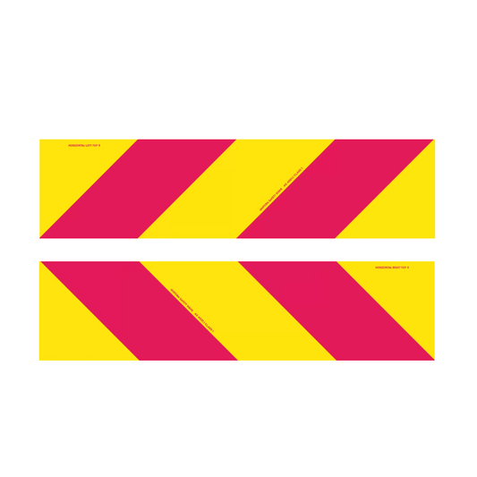 Sign, Candy Stripe Rear Marker, 400 x 100mm, Yellow/Red, Metal - 2 Pack