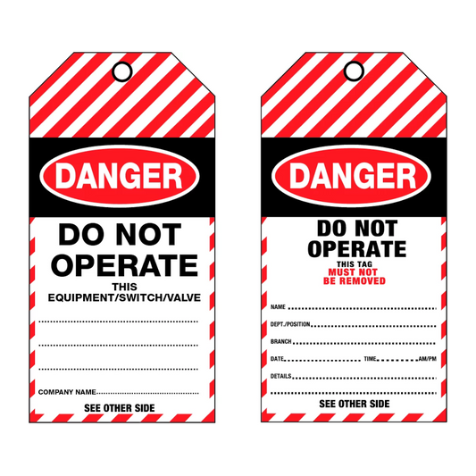 Lockout Tag, Tearproof "Danger Do Not Operate", 75mm x 160mm - 25 Pack