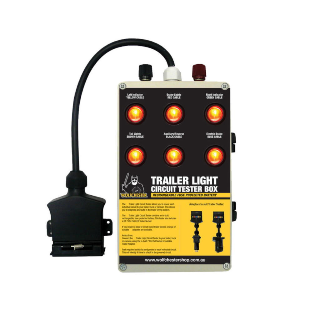 Trailer Light Circuit Tester Box, Wolfchester, 7 Pin Flat Socket - Each