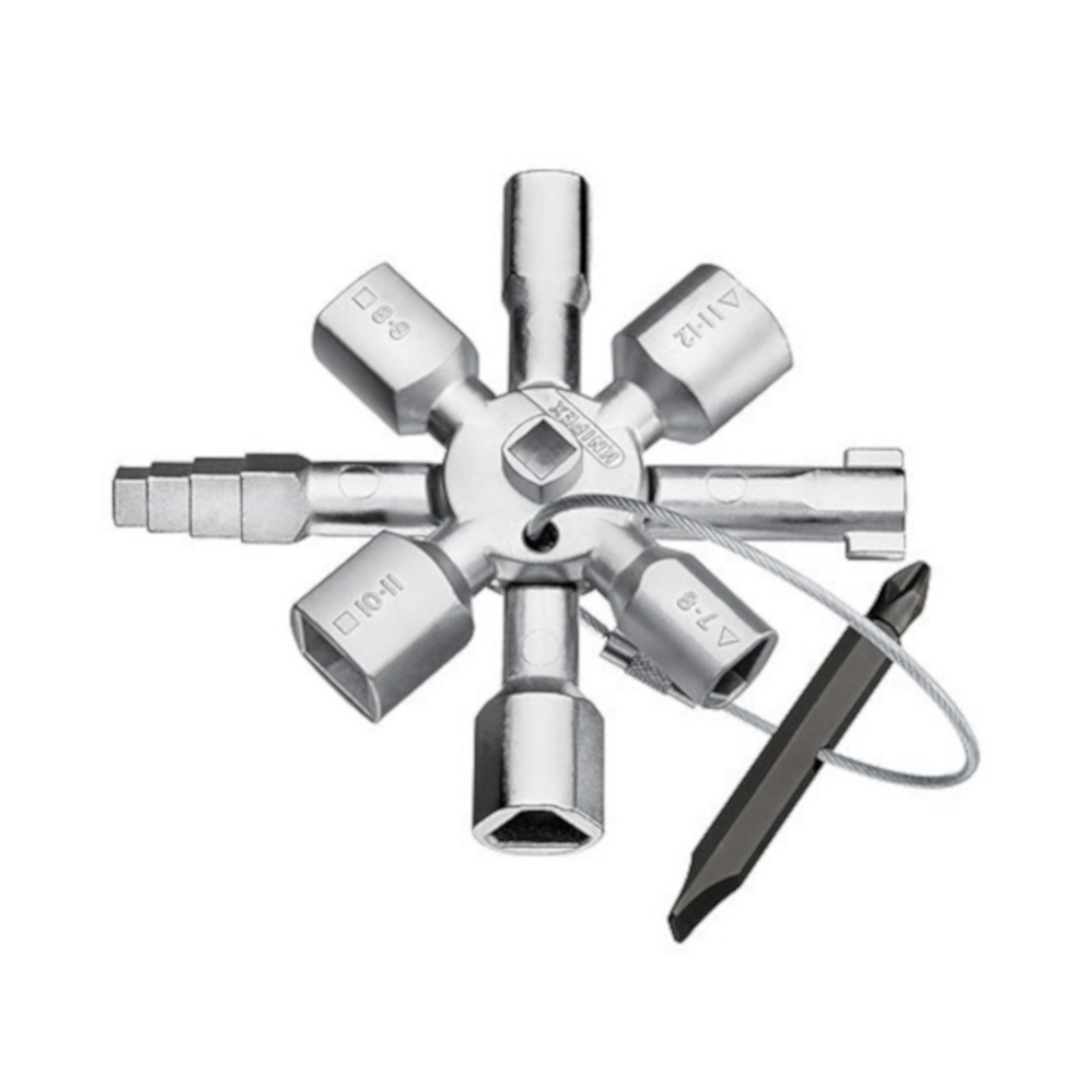 Control Key, Knipex, Multifunctional Key for Locking Systems, 10 Different Profiles, 92mm - Each
