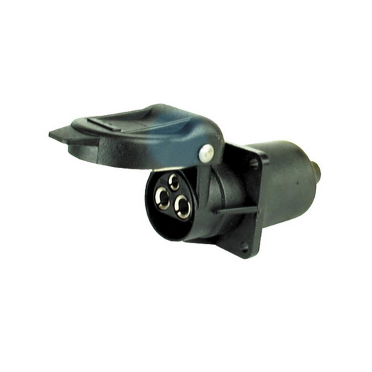Aux Socket, 4 Bolt Flange, Black, 3 Pin - Each