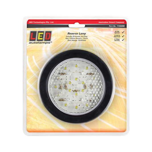 Lamp, LED Autolamps, Reverse Lamp, LED, With Grommet And Plug, White, 10-30v - Each