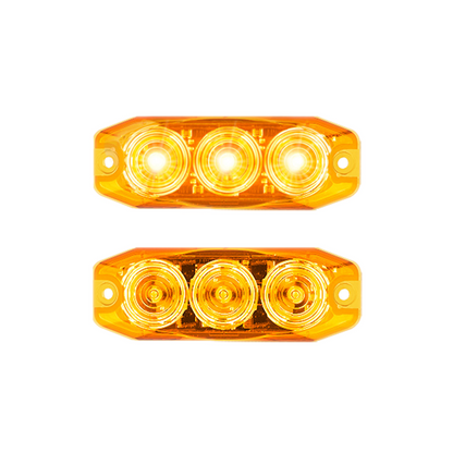 Rear Indicator, LED, Slim Line, 3 LED, Amber, 12-24v - 2 Pack