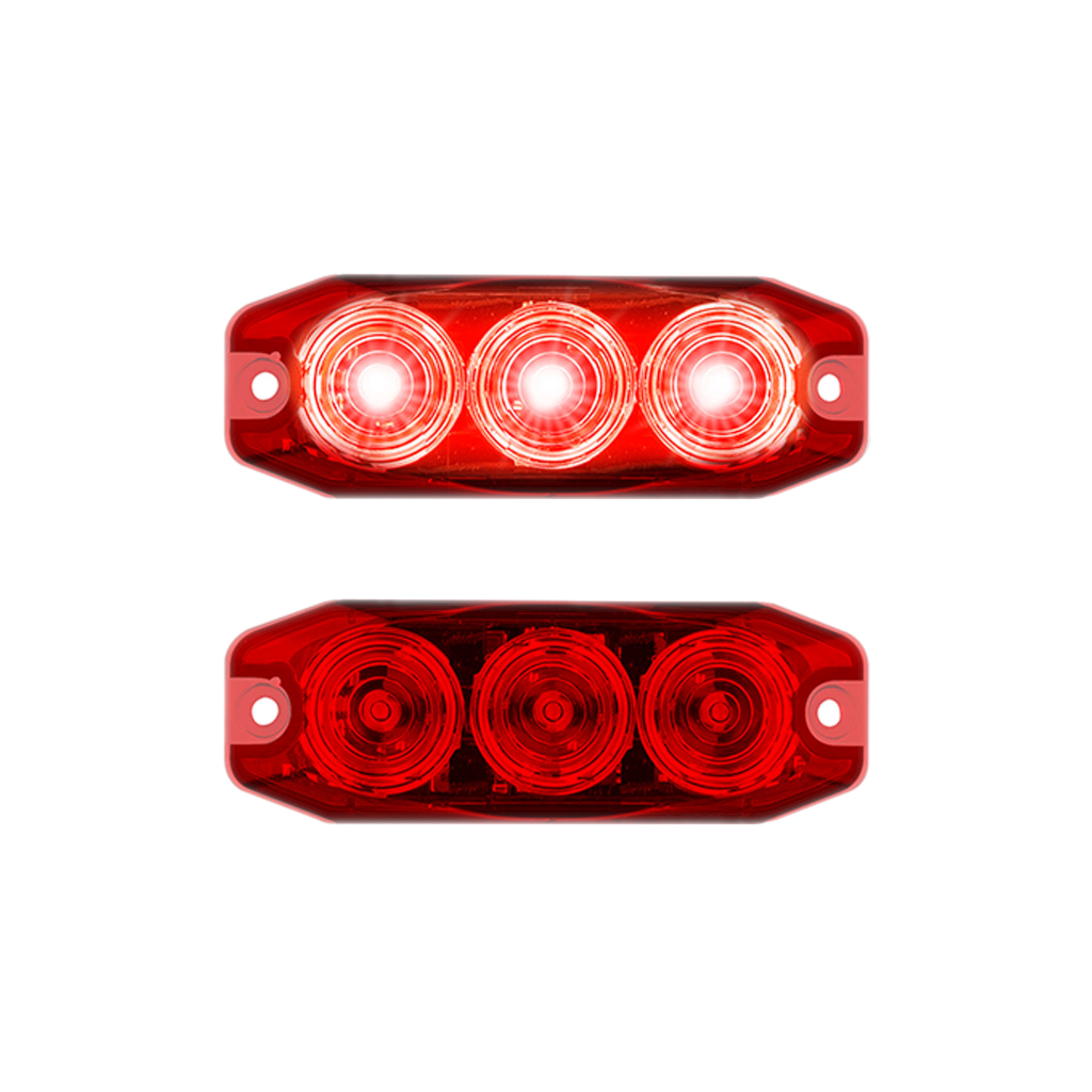 Stop/Tail Light, LED, Slim Line, 3 LED, Red, Stop/Tail, 12-24v - 2 Pack