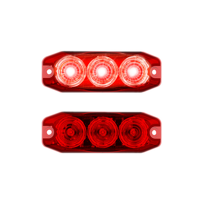 Stop/Tail Light, LED, Slim Line, 3 LED, Red, Stop/Tail, 12-24v - 2 Pack