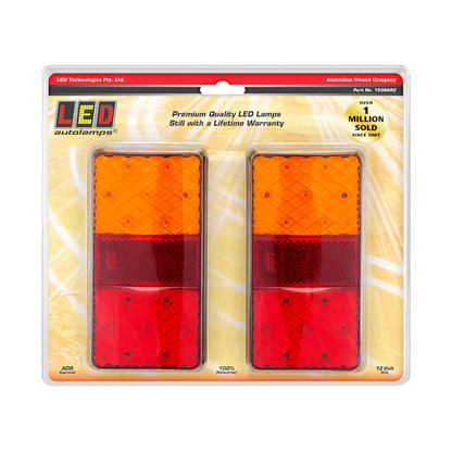 Combination Lamp, LED Autolamps, Stop/Tail Indicator Lamp, Reflex Reflector 12v - 2 Pack