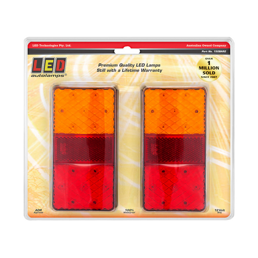 Combination Lamp, LED Autolamps, Stop/Tail Indicator Lamp, Reflex Reflector 12v - 2 Pack