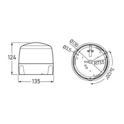 Beacon, Hella, LED Fixed Mount RotaLED Series, 10-32v, 10w, Amber (L-1611) - Each
