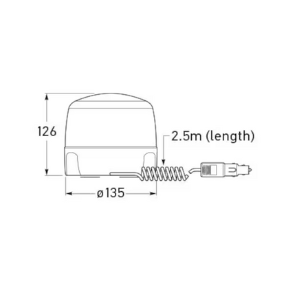 Beacon, Hella, LED Magnetic Base RotaLED Series, 10-32v, 10w, Amber (L-1613) - Each