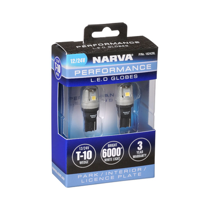Globe, Narva, LED Globe, T-10 Wedge 12/24v - 2 Pack