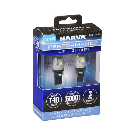 Globe, Narva, LED Globe, T-10 Wedge 12/24v - 2 Pack