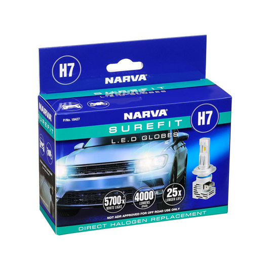 Globe, Narva, Headlamp Globe, LED Sure Fit H7 - Each