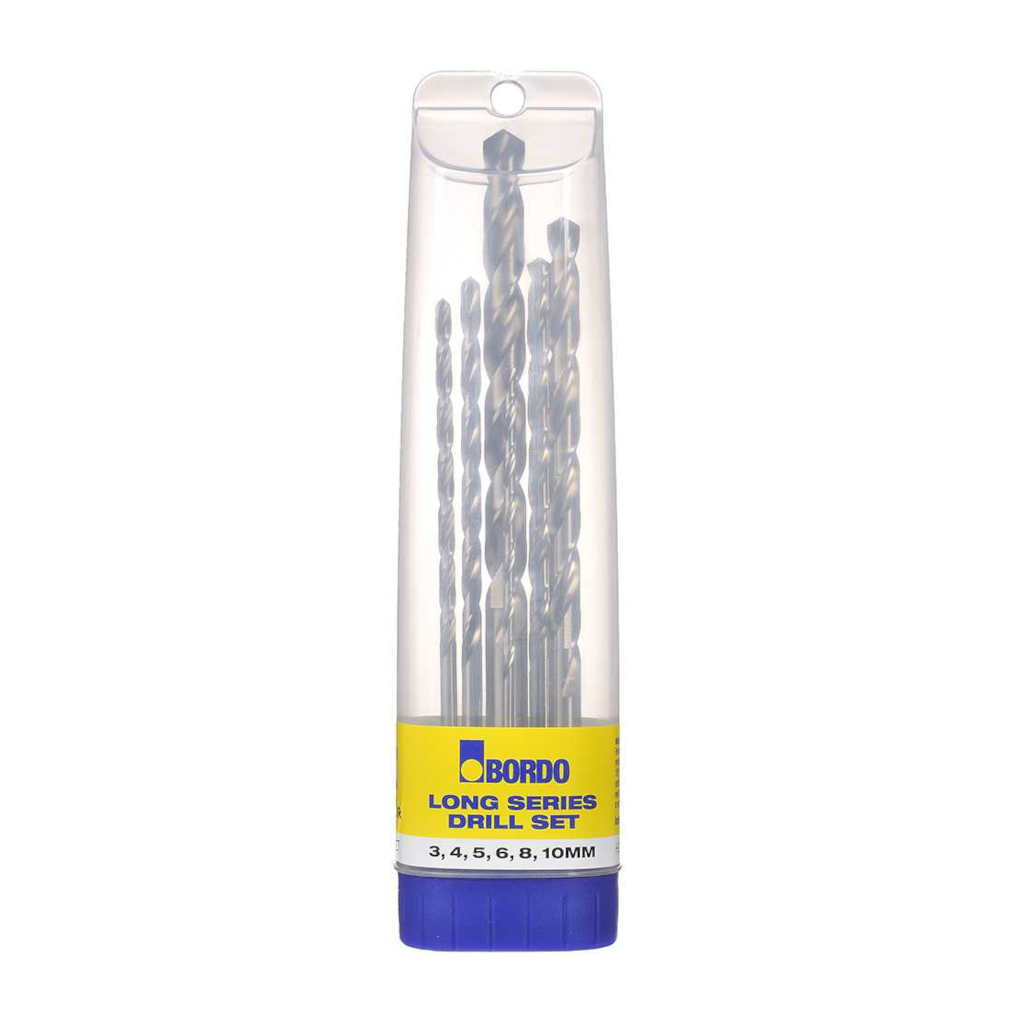 Drill Set, Bordo, Bright Long Series, M3 to M10 - 6 Piece