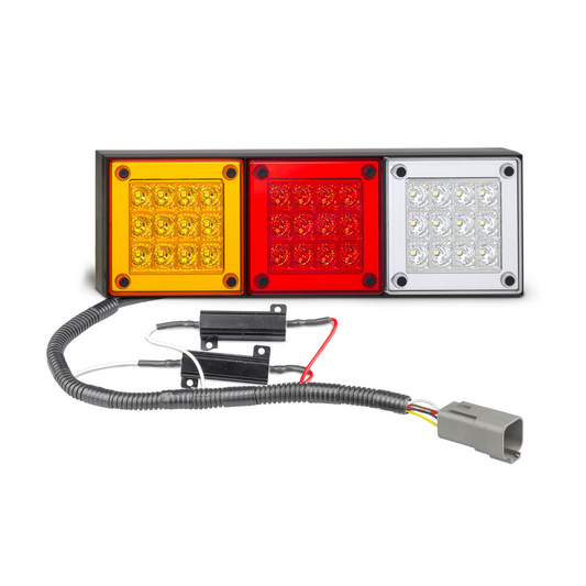 Combination Lamp, Stop/Tail/Indicator/Reverse, 2 Fitted LR12 Load Resistors, Deutsch, Connector - Each