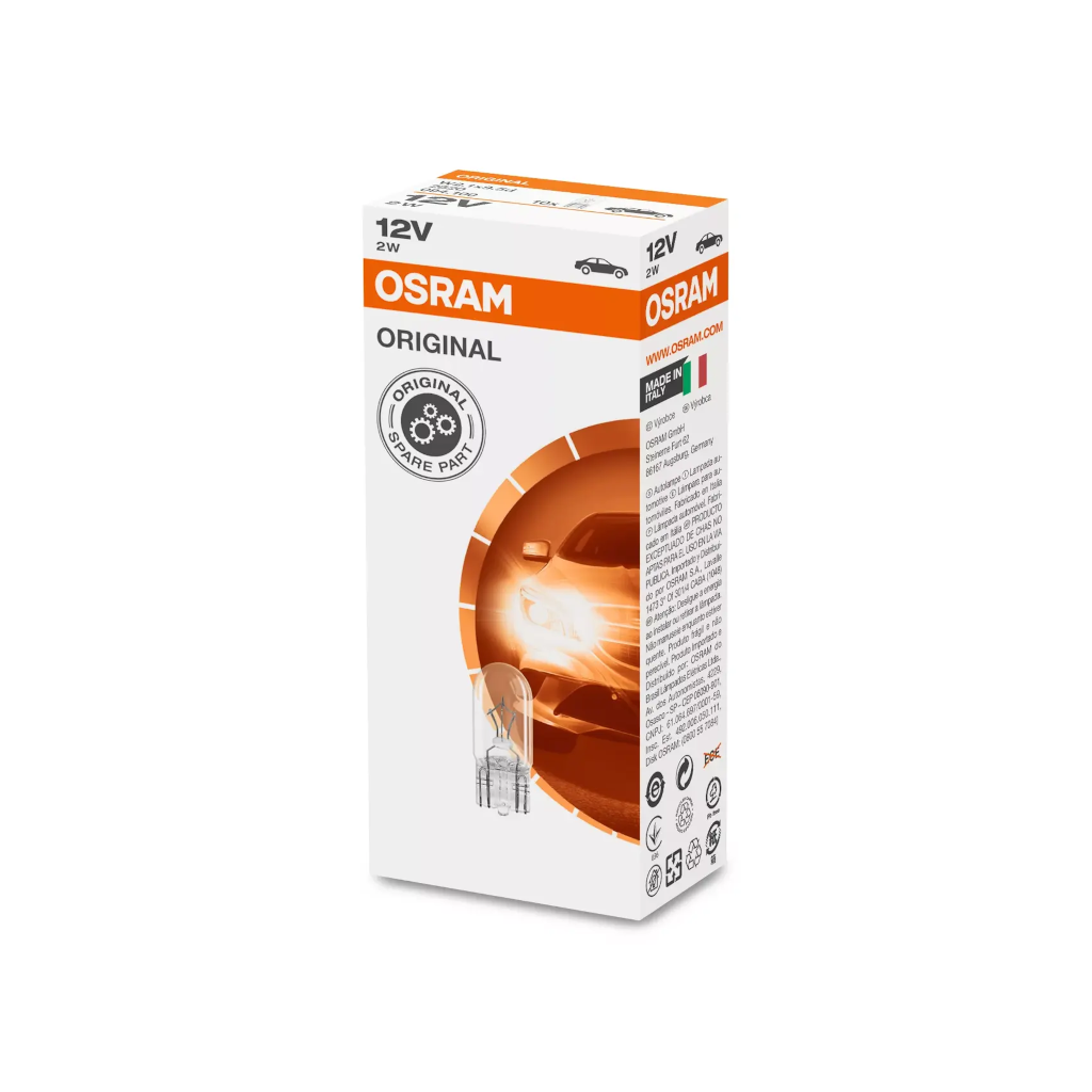 Globe, Osram, Wedge Globe, 12v, 2w - 10 Pack