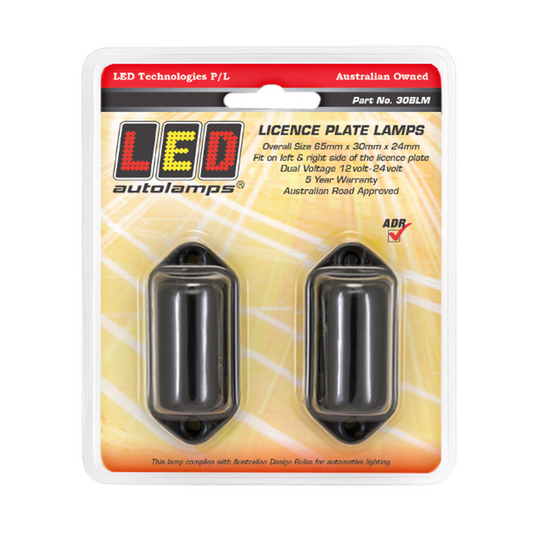 Lamp, LED Autolamps, Number Plate Lamp, Black - 2 Pack
