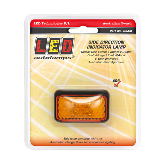 Marker Lamp, LED Autolamps, Side Indicator, LED, Amber, 12-24v - Each