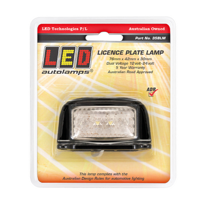 Lamp, LED Autolamps, Licence Plate, LED, Black, 12-24v - Each