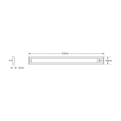 Lamp, LED Autolamps, Interior Strip Lamp, Touch Sensor (MCU), Black Base, 410 x 40mm, 12v - Each