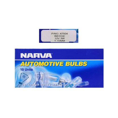 Wedge Globe, Narva, T-10mm, 12v, 3w - 10 Pack