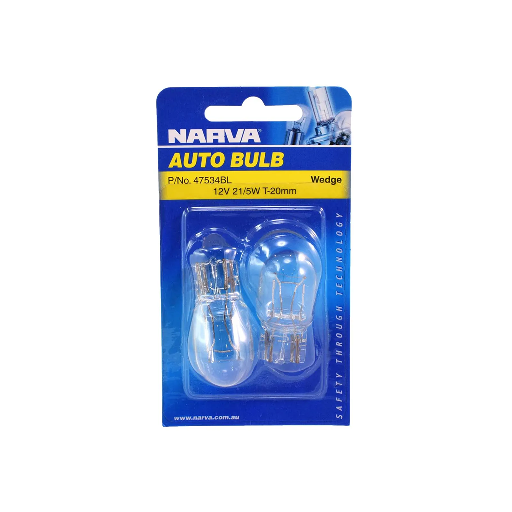 Wedge Globe, Narva, T-20mm, 12v, 21/5w - 2 Pack