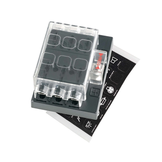 Circuit Breaker Block, Narva, 6 Way Standard Blade Fuse, With Cover - Each