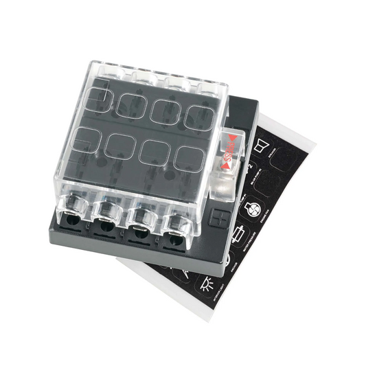 Circuit Breaker Block, Narva, 8 Way Standard Blade Fuse, With Cover - Each