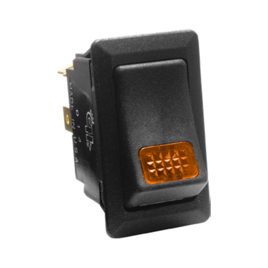 Switch, Cole Hersee, Rocker, On/Off, SPST, 3 Blade Terminals, Illuminated, Amber, Blister,  24v, 12a - Each