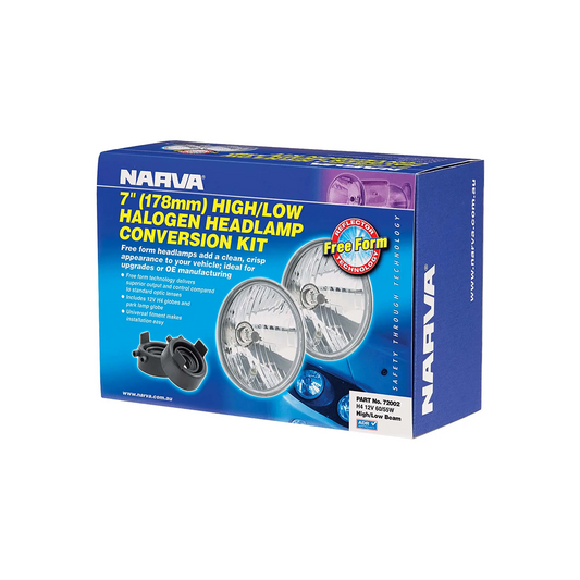 Headlamp Conversion Kit, Narva, Halogen, H4, High/Low Beam, 12v, 60/55w, 7" (178mm) - Each
