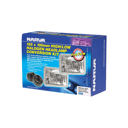 Headlamp Conversion Kit, Narva, Halogen, H4, High/Low Beam, 12v, 60/55w, 165 x 100mm - Each