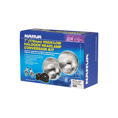 Headlamp Conversion Kit, Narva, Halogen, H4, High/Low Beam, 12v, 100/55w, 7" (178mm) - Each