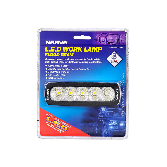 Work Lamp, Narva, LED, Flood Beam 9-36v, 1050 Lumen - Each