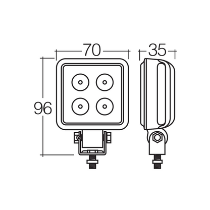 Reverse/Work Lamp, Narva, LED Flood Beam, 9-33v - Each