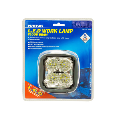 Work Lamp, Narva, LED Flood Beam, 9-64v, Black - Each