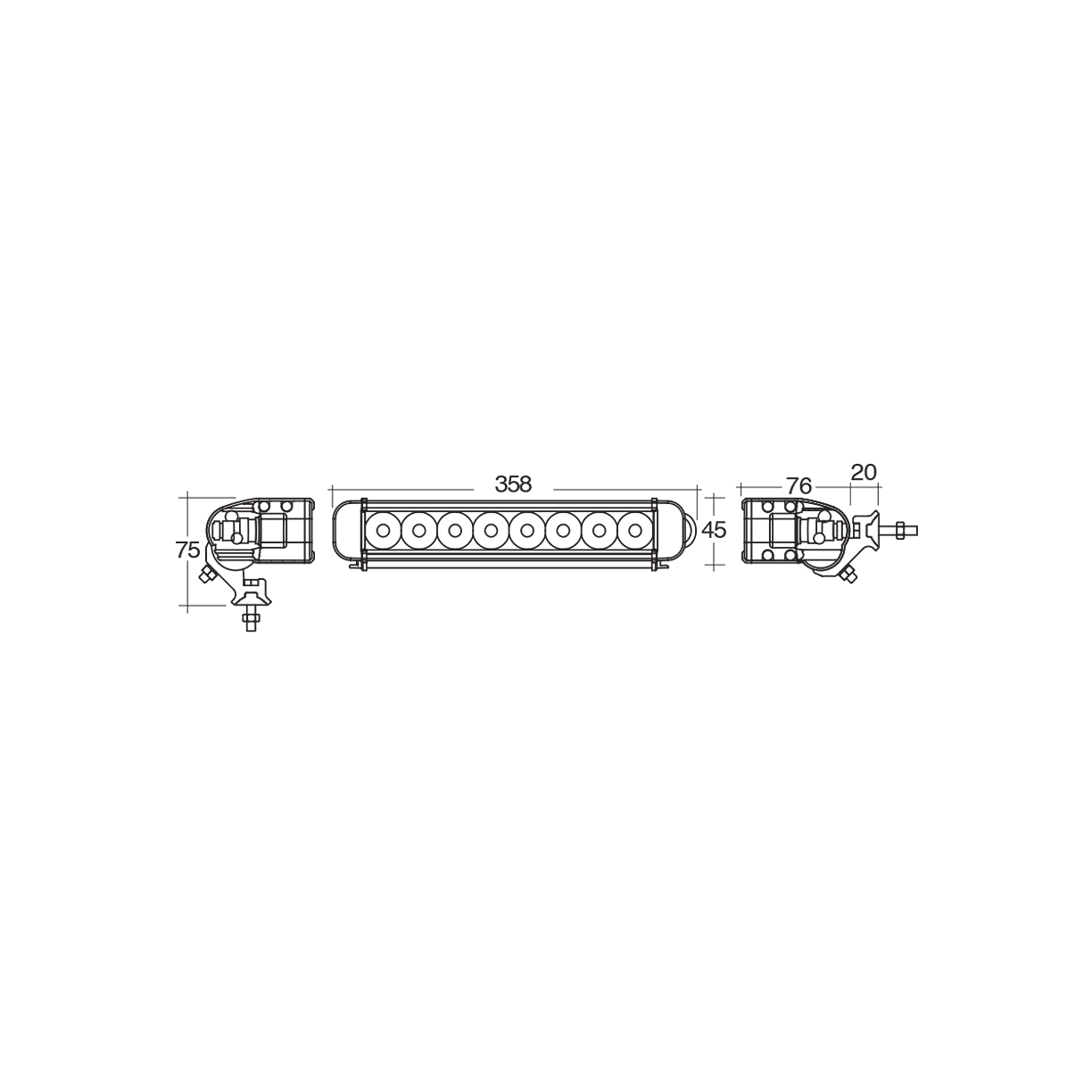 Driving Light Bar, Narva, LED Spot Beam, IP68, 9-32v, 3900lm, 256mm - Each